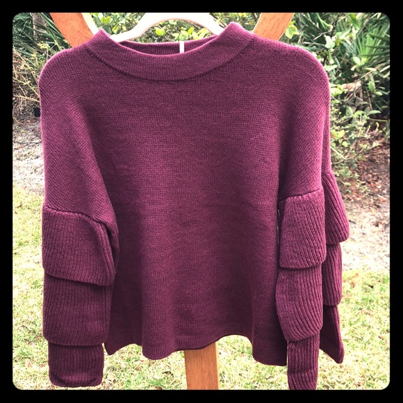 Maroon with purple hint sweater with bell sleeves - Picture 1 of 5